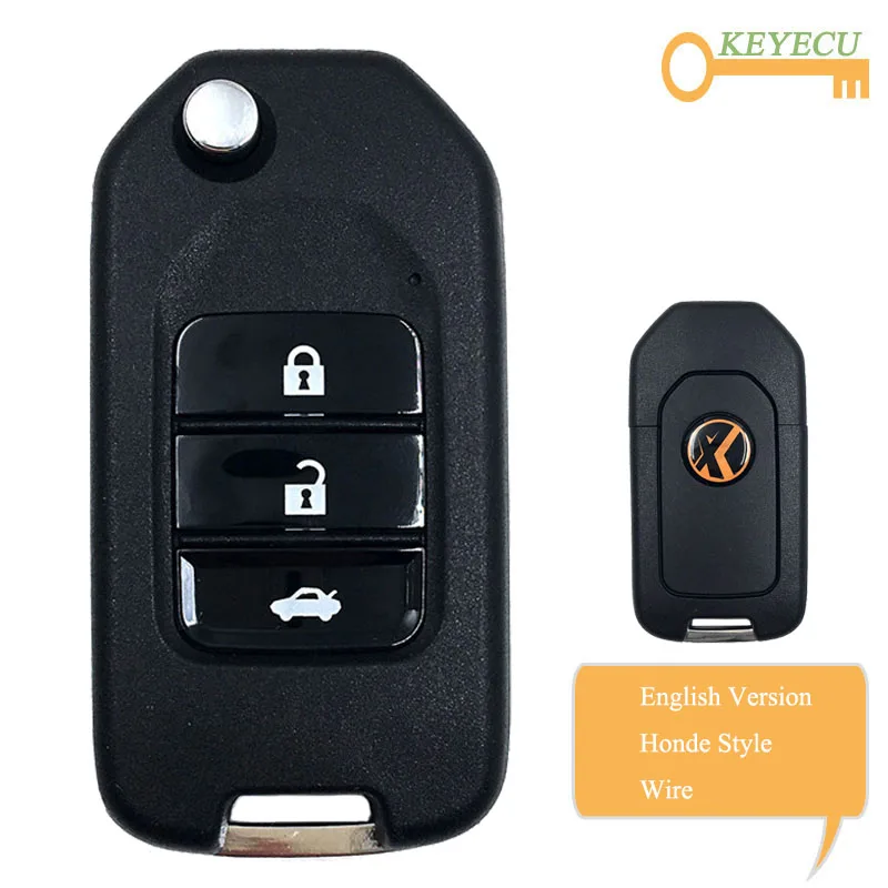 KEYECU XHORSE английская версия XKHO00EN для Honda стиль провода универсальный дистанционный ключ-3 кнопки-для VVDI ключа инструмента, VVDI2