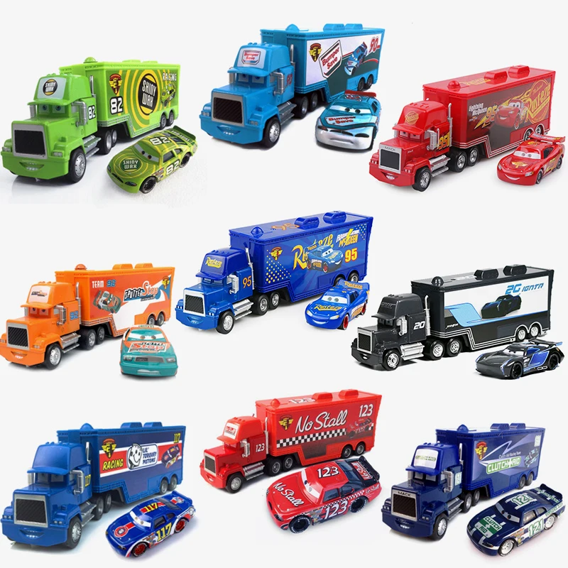 Disney Pixar-Coche de juguete de Metal fundido a presión para niños, coche de juguete de Cars 3, Rayo Mcqueen, Jackson Storm, Mack tío Truck 1:55, regalos de cumpleaños