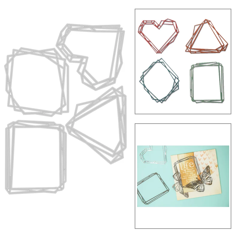 

2020 New Hot Metal Cutting Dies Rectangle Heart Scrapbooking Frame Triangle and Stencils For Foil Die Cut Crafts Sets No Stamp
