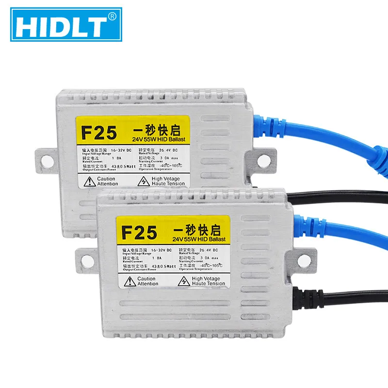 HIDLT 2PCS 24V 55W Fast Start Xenon Slim HID Ballast Block Ignition For Truck Boat Van Car Headlight 55W Xenon Bulb Kit H1 H3 H7 (3)