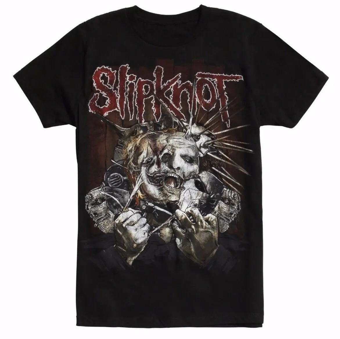Slipknot рваные маски футболка новый аутентичный и лицензированный дизайн спереди
