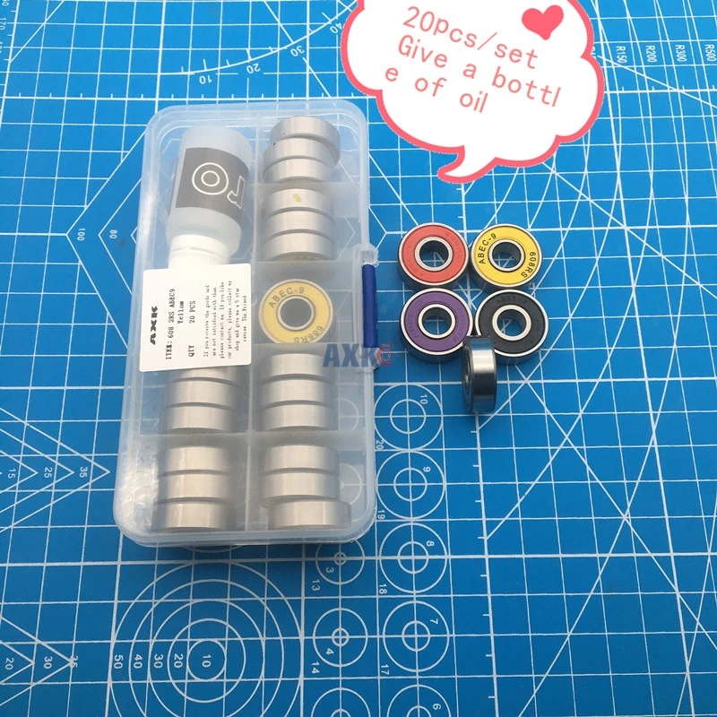 Free Shipping high quality Bearing set 608ZZ multiple colour 608-2RS 8*22*7 mm for Skateboard Scooter Roller Ball Bearing 608 RS