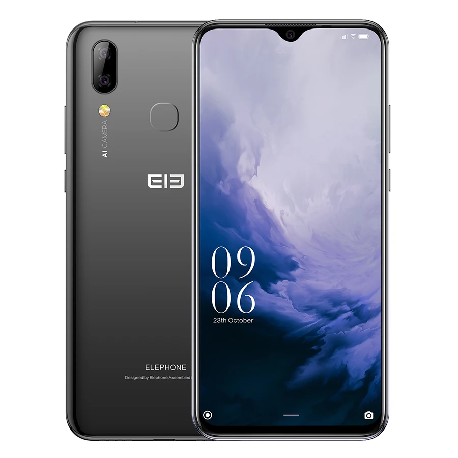 Elephone A6 MAX 6,53 ''водослива Android 9,0 4GB 64GB MT6762V Восьмиядерный 5 V/2A Беспроводная зарядка 3400mAh 4G OTG NFC мобильный телефон - Цвет: Starry Black