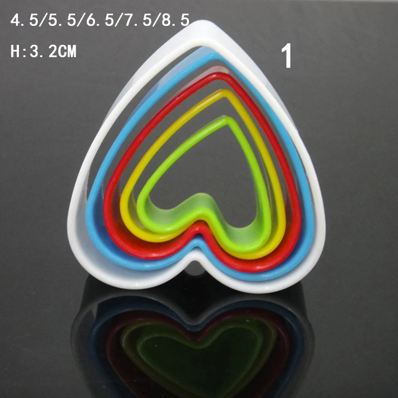DIY Cake Cutter 5pcs Or 6pcsSet Cookie Cutting Mold Fondant Plastic Pentagram Round Heart Shape Baking Biscuit Mould Tools3