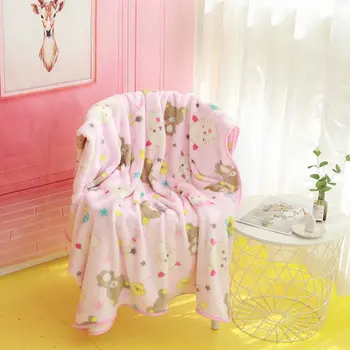 Manta de felpa Kawaii con imagen de dibujo de Rilakkuma, funda de almohada de oso rosa, ropa de cama de franela, regalo de vacaciones sorpresa romántico para niñas 1