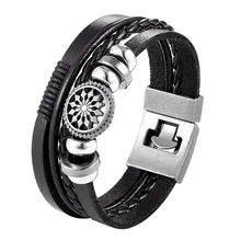 Дизайн, модный Многослойный кожаный браслет для мужчин, винтажные панк-якорь, браслеты для женщин, украшения в морском стиле, предпочтительный подарок