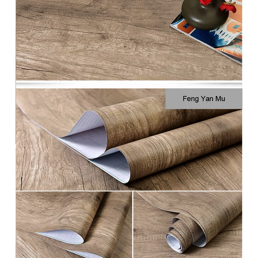 YUNPOINT Wood Grain Self-Adhesive PVC Wallpaper Tabletop Renovation Stickers Bedroom Wardrobe Cabinet Waterproof Decorative Film 5