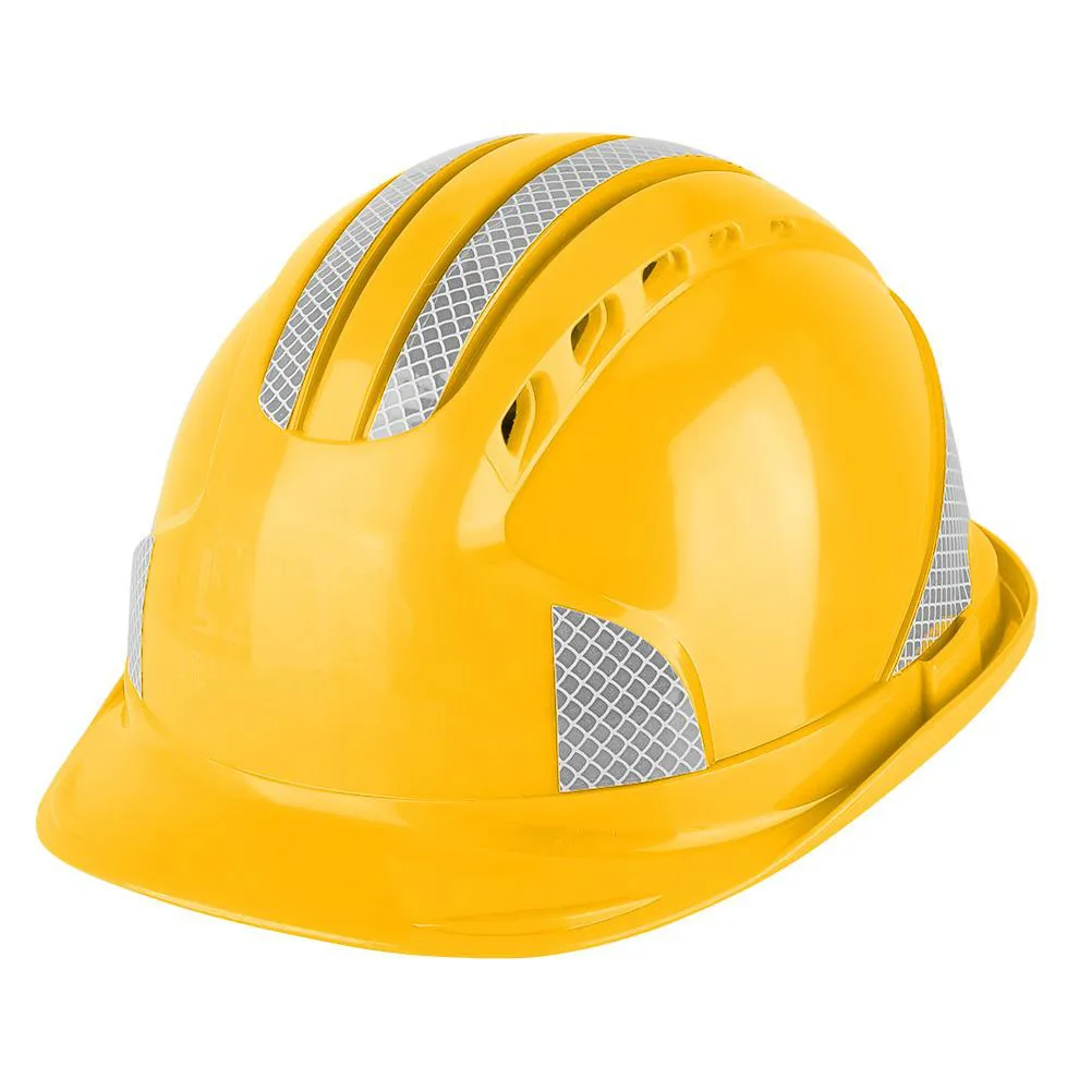 Цвет: желтый Hard Hat Safety Helmet Worker Construction Site Protective Cap Ventilate Reflective Stripe Safety Helmet With Adjustable Strap - Цвет: Цвет: желтый