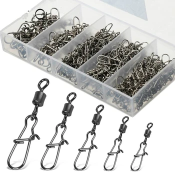 ON SALE ❤️ 100pcs/ Set Fishing Connector Swivels Interlock Pin Snap 4#-12# Rolling Swivel For Fishhook Lure Fishing Accessories - discount item 37% OFF Sports & Entertainment