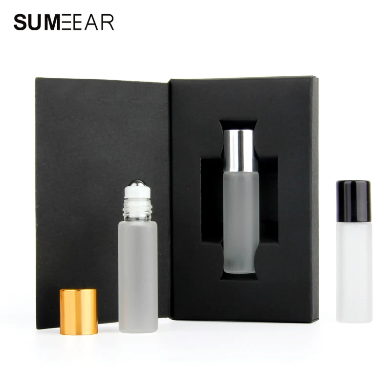 

50Pieces/Lot 5ML Frosted Glass Spray Bottle with Gold Silver black Cap Refillable Perfume Atomizer Mini Sample Test Glass Vials