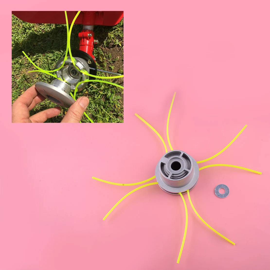 

Universal Aluminium Alloy Trimmer Head 4 String Line for Garden Brush Cutter Grass Mower Lawn