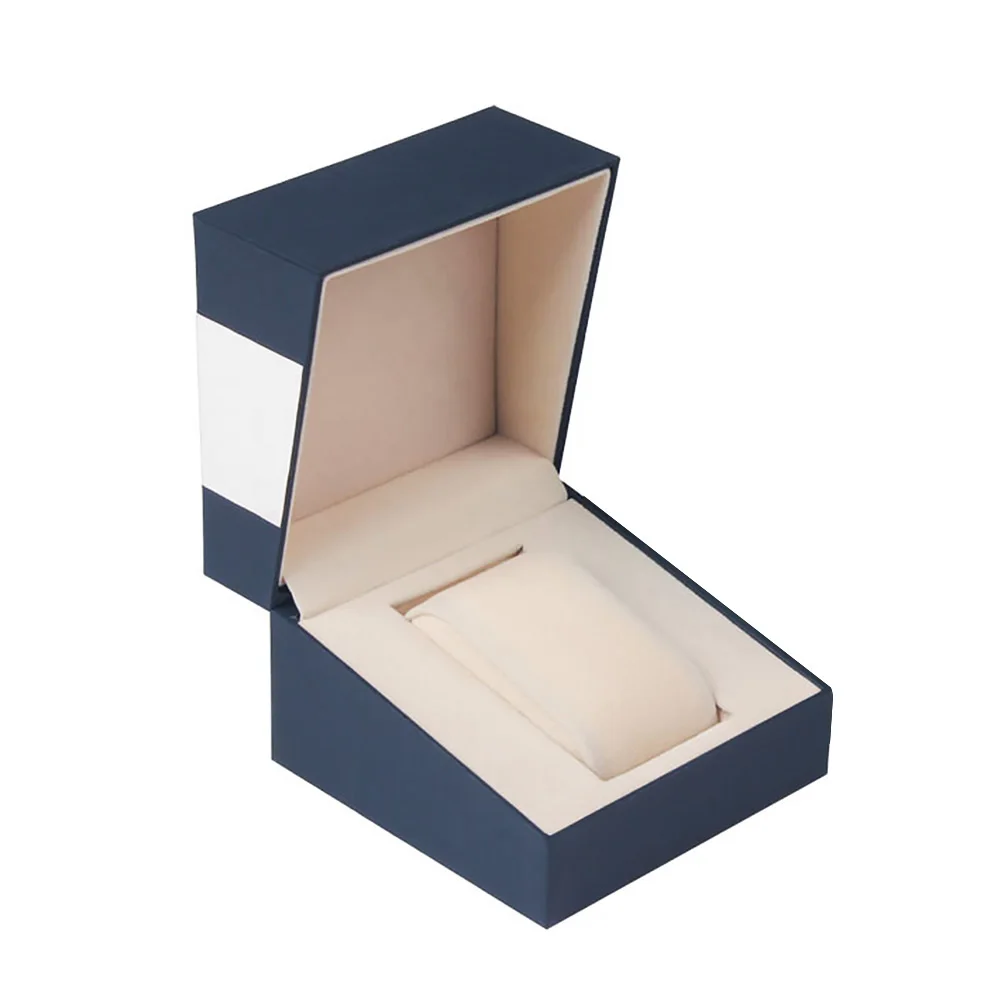 С крышкой коробка для часов дисплей стол один слот фланелет полный защитный Ювелирные изделия Органайзер держатель для хранения квадратный домашний Подарочный чехол - Цвет: Белый