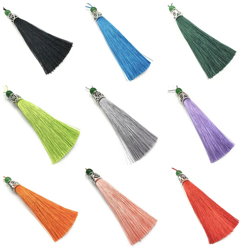 Polyester 9cm Silk Tassels Fringe With Bead Tassels Hanging Curtains For Sewing Garment Home Decoration