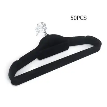 

50pcs Plastic Flocking Clothes Hangers Non-Slip Clothing Holder Organizer