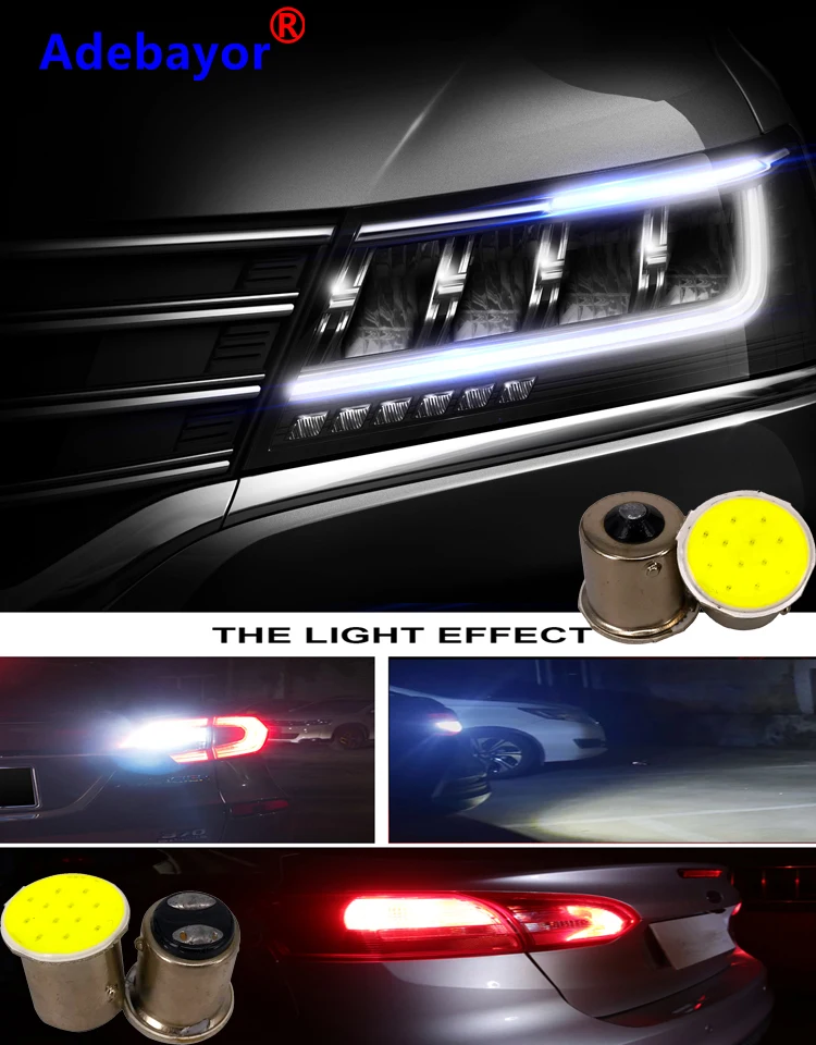 1 шт. Ba15s Cob P21w светодиодный 12 SMD 1156 В 1157 лампы для автофургона прицепа салона