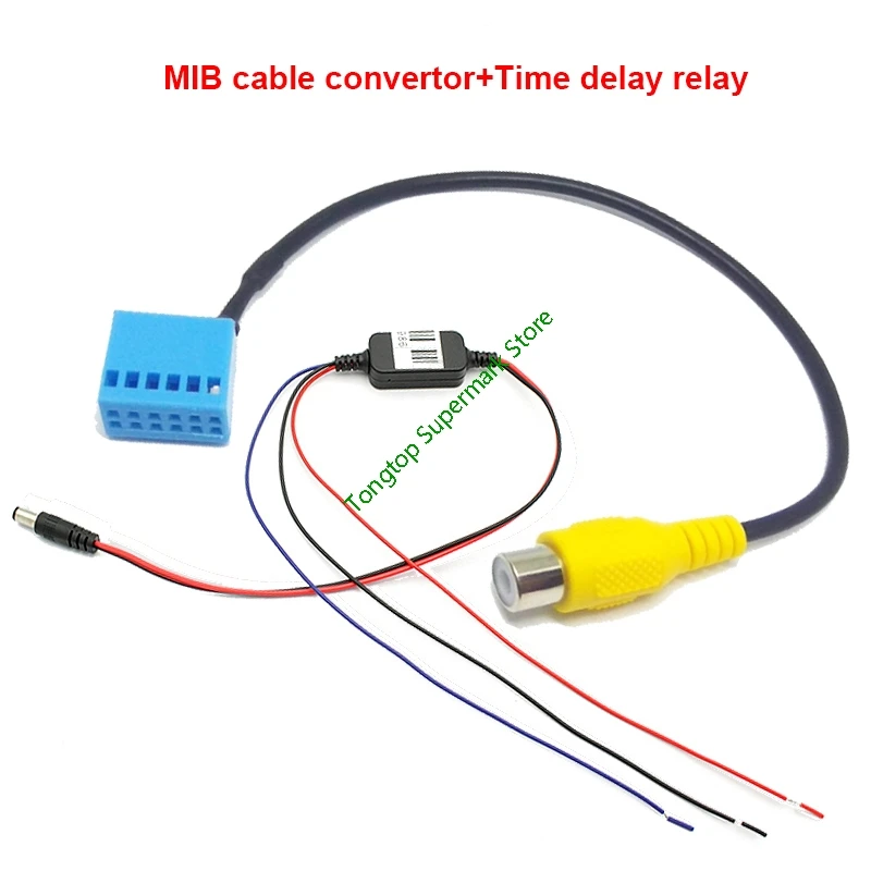 12V Car Rear View Camera MIB RCA Cable Adaptor&Time Delay Relay For