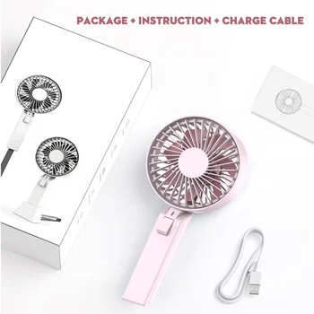 

USB Handheld Personal Mini Fan Rechargeable Portable Fan Cooler with Strap Adjustable 3 Speed for Office Outdoor Travel