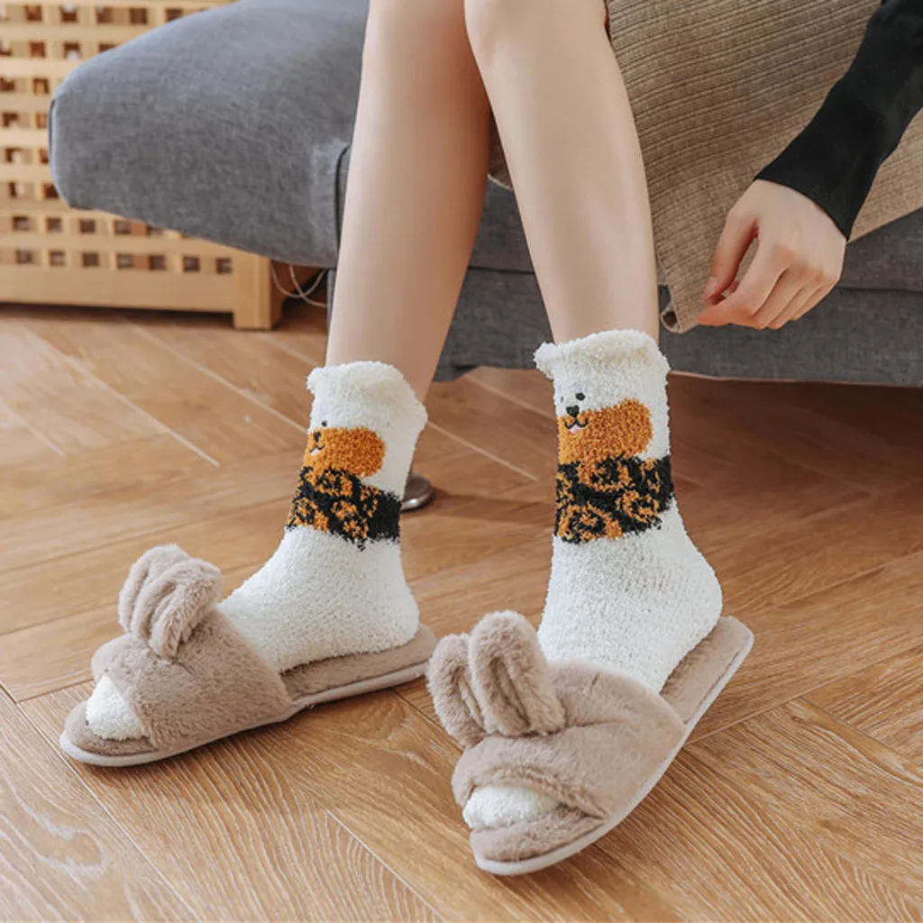 Женские модные носки, милый щенок, коралл, пушистый, утолщение, хлопок, средние носки, носки, новинка, для мужчин и женщин, уличные носки#30