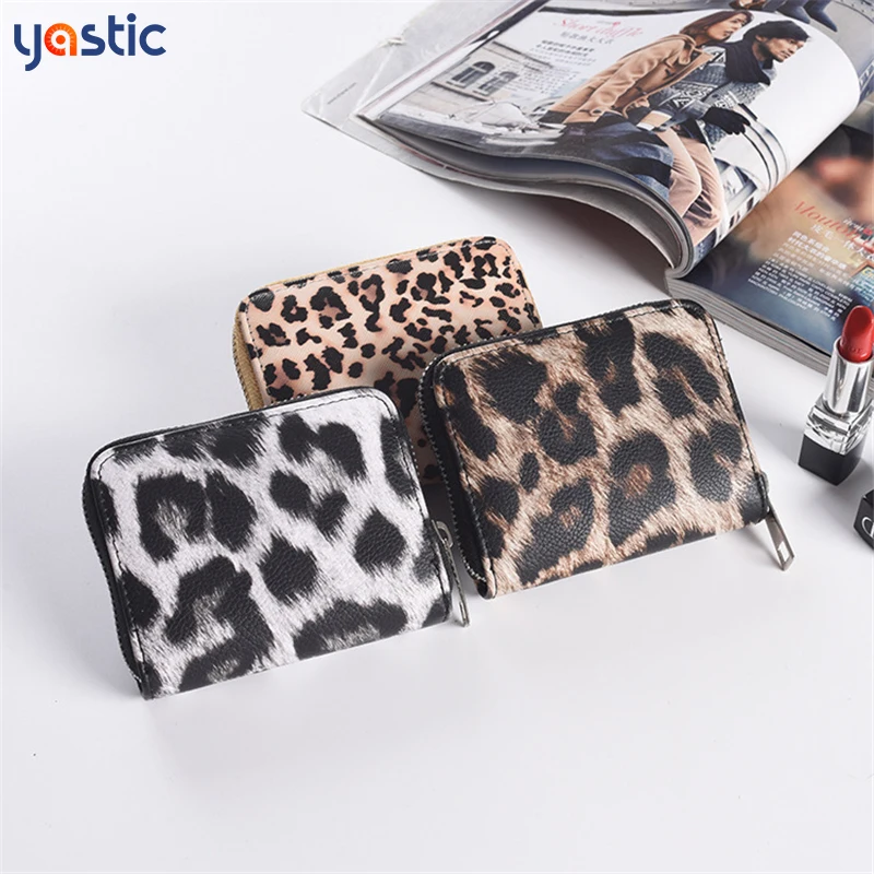 

2020 New Fashion Women Wallet Small Cute Short Pu Leather Girl Zipper Leopard Animal Print Card Holder Zip