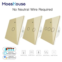 Best Price Gold WiFi Smart Wall Switch No Neutral Wire Needed Wireless Smart Life Tuya Remote Control Single Fire Work With Alexa RF433 Best Price Gold WiFi Smart Wall Switch No Neutral Wire Needed Wireless Smart Life Tuya Remote Control Single Fire Work With Alexa RF433