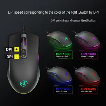 

A867 Gaming Mouse 7 Buttons 6400Dpi Optical USB Wired Desktop Mice RGB Backlit Mice for PC Computer Laptop Gamers