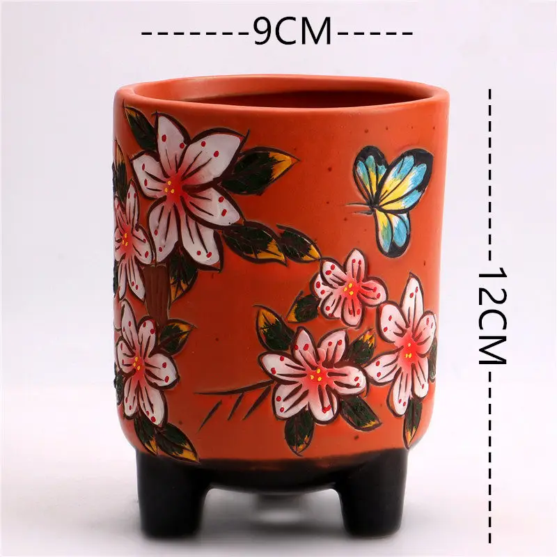 as picture color Ceramic vase flower succulent planting seed jar round decorative balcony home living room - Цвет: as picture color