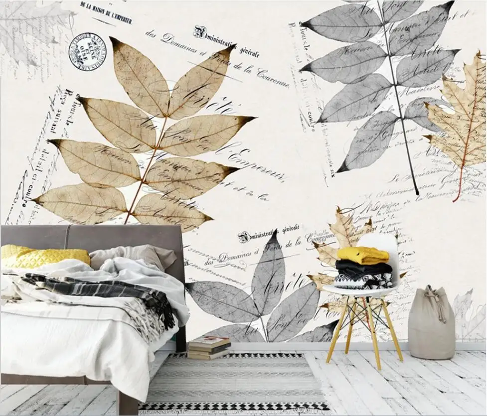 XUE SU Professional custom wall covering large mural wallpaper modern art hand painted leaf texture background wall xue su wall covering professional custom wallpaper mural modern minimalist hand painted plant leaves background wall