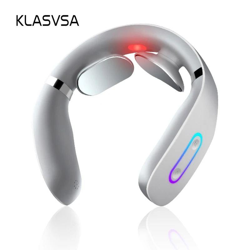 Neck Massager with Pulse Heated Smart Portable Cordless Neck Massager Electric Pulse Massage Travel Indoor Office Massage Relax