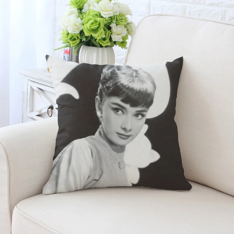 New Lady Portrait Cushion Cover Marilyn Monroe Super Woman Stars Pillow Cover High Quality Polyester Twill PillowCase Decorative - Цвет: BZ091-10