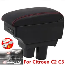 Подлокотник для Citroen C2 C3, зарядка через USB, двухслойная Центральная пепельница с контейнером для хранения, аксессуары