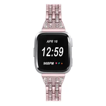 

Stainless Steel Watch With Fitbit Versa Exquisite Rhinestone Metal Bracelet Jewelry Smart Watch Wristband