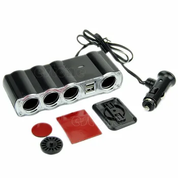 

1PC 4 Way Multi Socket Auto Car Cigarette Lighter Splitter USB Plug Adapter Charger Car Electronics Accessories Adapters qyh