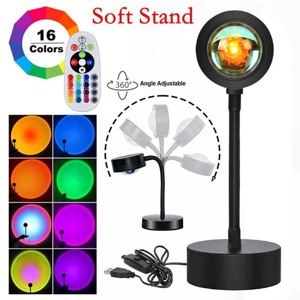 Sunset Projection Lamp Remote Control Atmosphere Night Light Sunset Light For Bedroom Room Decoration Background Wall Table Lamp 3d night light Night Lights