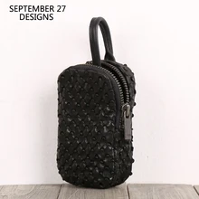 Сумка для ключей из натуральной кожи для автомобиля, ключница ручной работы, овчина, модный органайзер для влюбленных, ключница на молнии, кошельки для монет