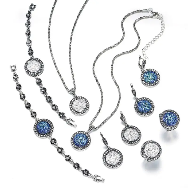 4 шт. ювелирный набор для женщин ожерелье серьги кольцо и браслет свадебные украшения T4MD