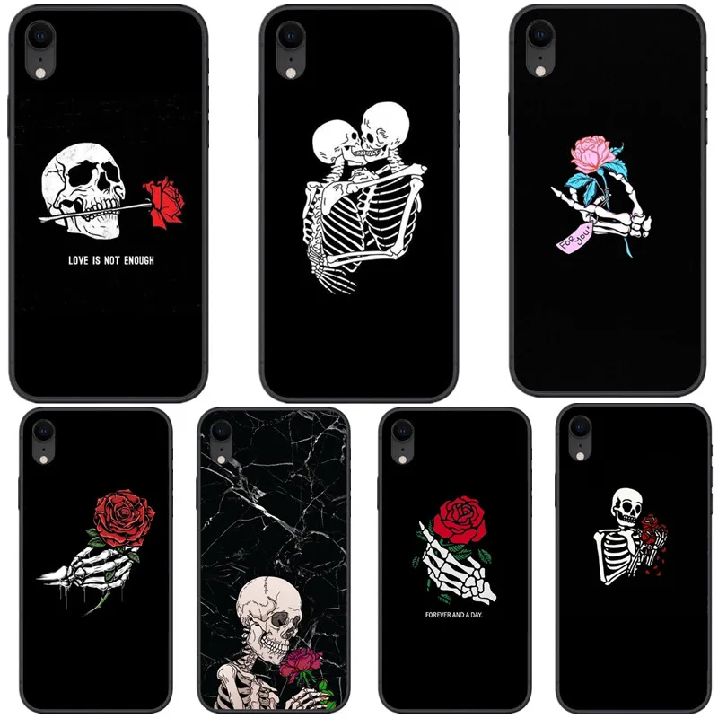 Чехол с розами Forever and a day для iPhone X XS MAX XR черный эстетический чехол со скелетом SE 5 6