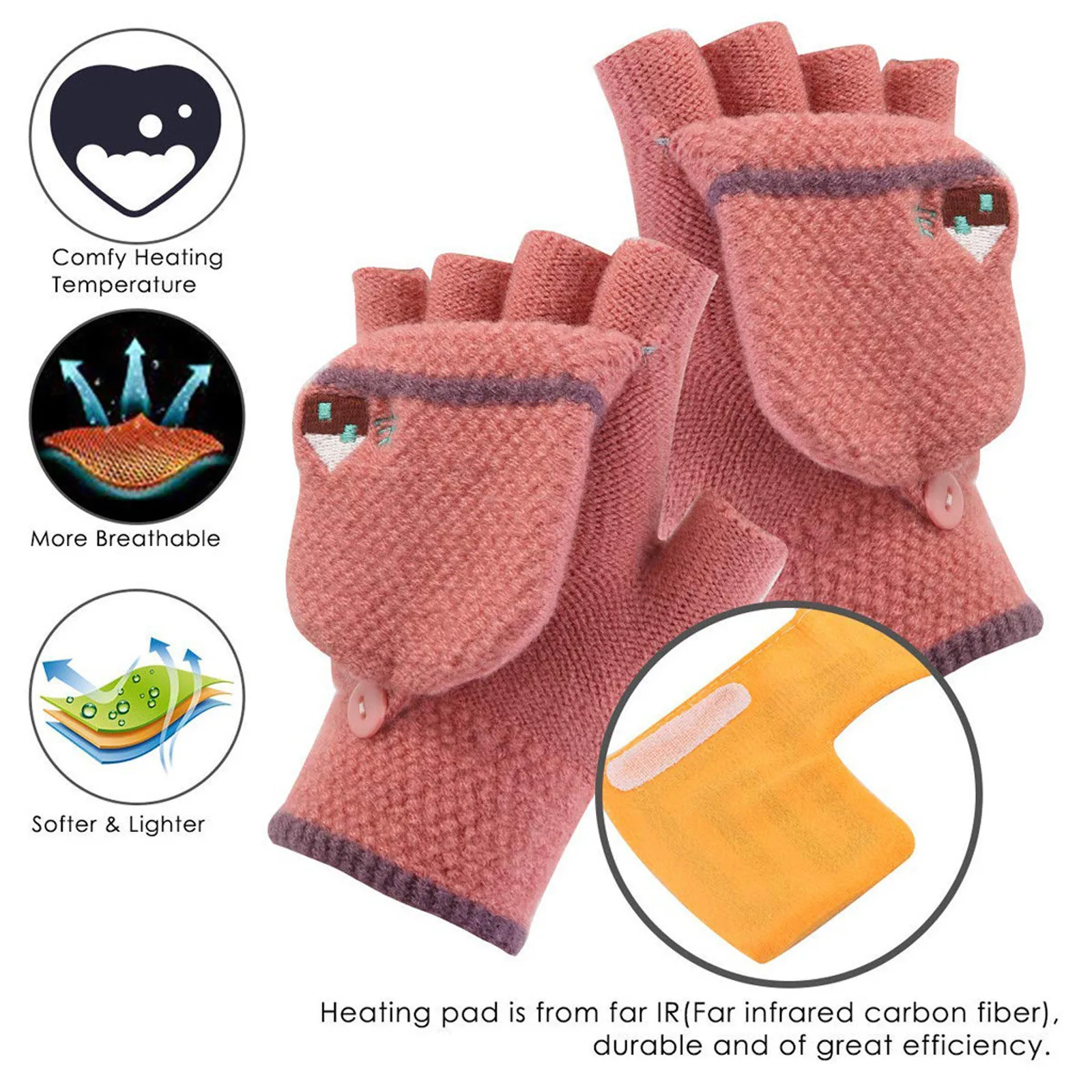 2020 New Laptop Women Men USB Heated Mitten Full&Half Finger Winter Warm Knit Hand Gloves