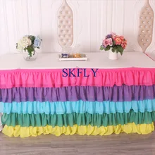 SK008C Рождество 5 слоев индивидуальный заказ новые необычные свадебные гофрированные Фиолетовый Синий Зеленый Желтый Розовый шифон стол юбка с липучкой