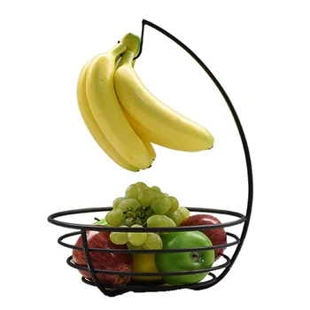 

Rust-Proof Fruit Bowl Kitchen Banana Hook Multi-Use Iron Rack Storage Basket Desktop Metal Container Vegetable Basket