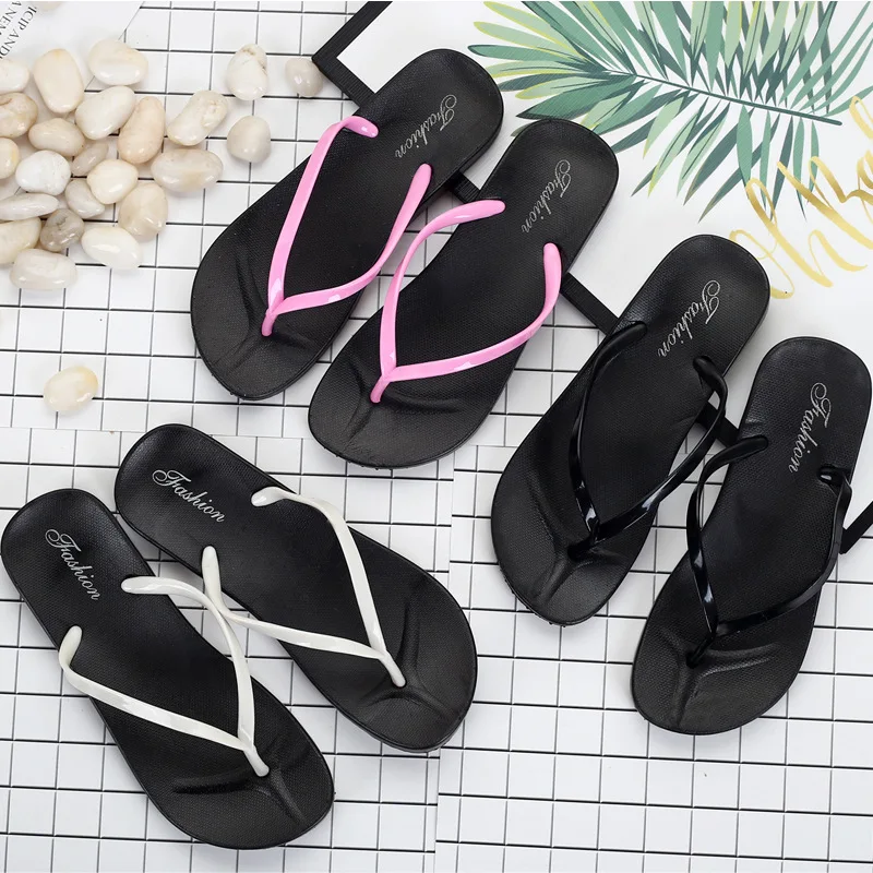 

New Style Korean Wave Casual Ladies' Flip Flops Fashion Solid Color Slippers Anti-slip Simple Students Flip-flop Flip-flops
