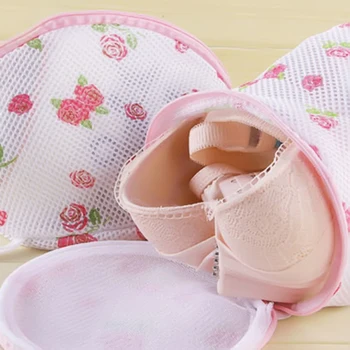 

1Pcs Protable Bra Lingerie Wash Laundry Bags Washing Hosiery Stock Saver Women Bra Mesh Net Wash Bag Floral Color