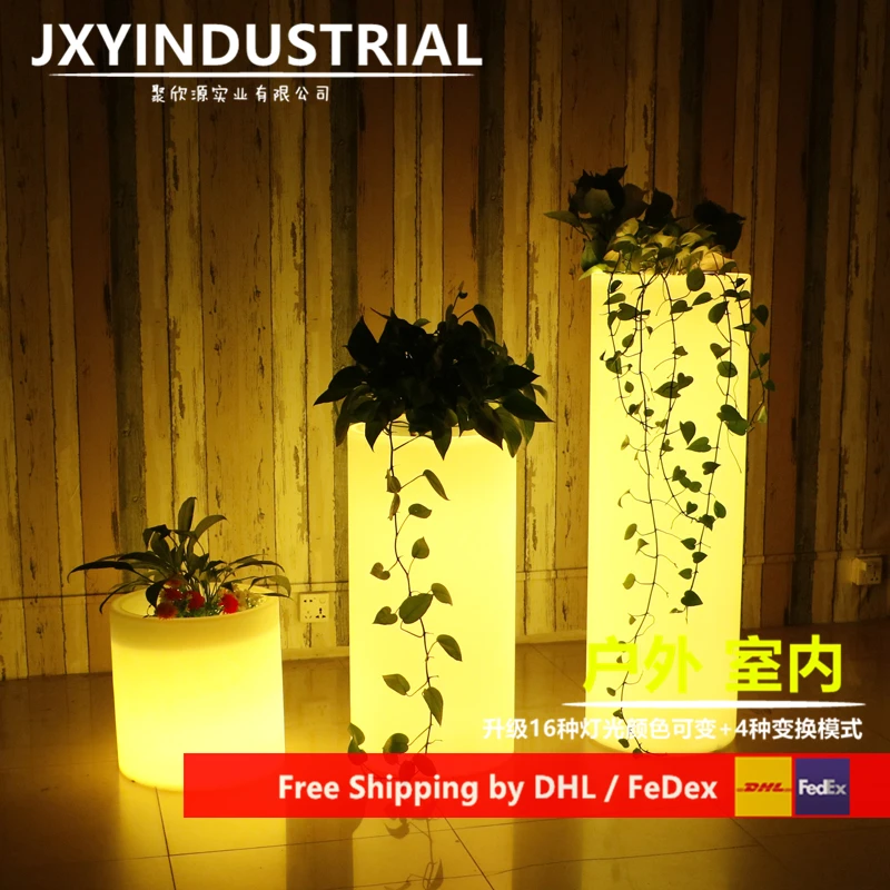 Led Garden Lamp Creative Villa Balcony Led Flowerpot Lamp Seven Color Remote Control Outdoor Courtyard Lamp Flower Pot