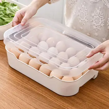 

Kitchen Egg Storage Box 24 Grid Egg Box Food Container Organizer Boxes For Storage Double Layer Multifunctional Egg Crisper