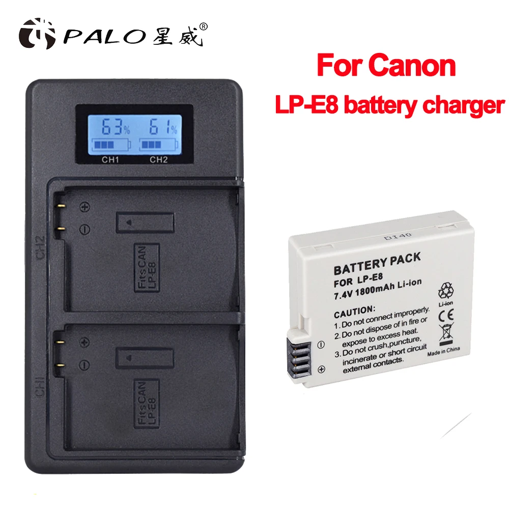 Для Canon LP E8 LPE8 Аккумулятор для камеры цифровые батареи + ЖК двойное зарядное