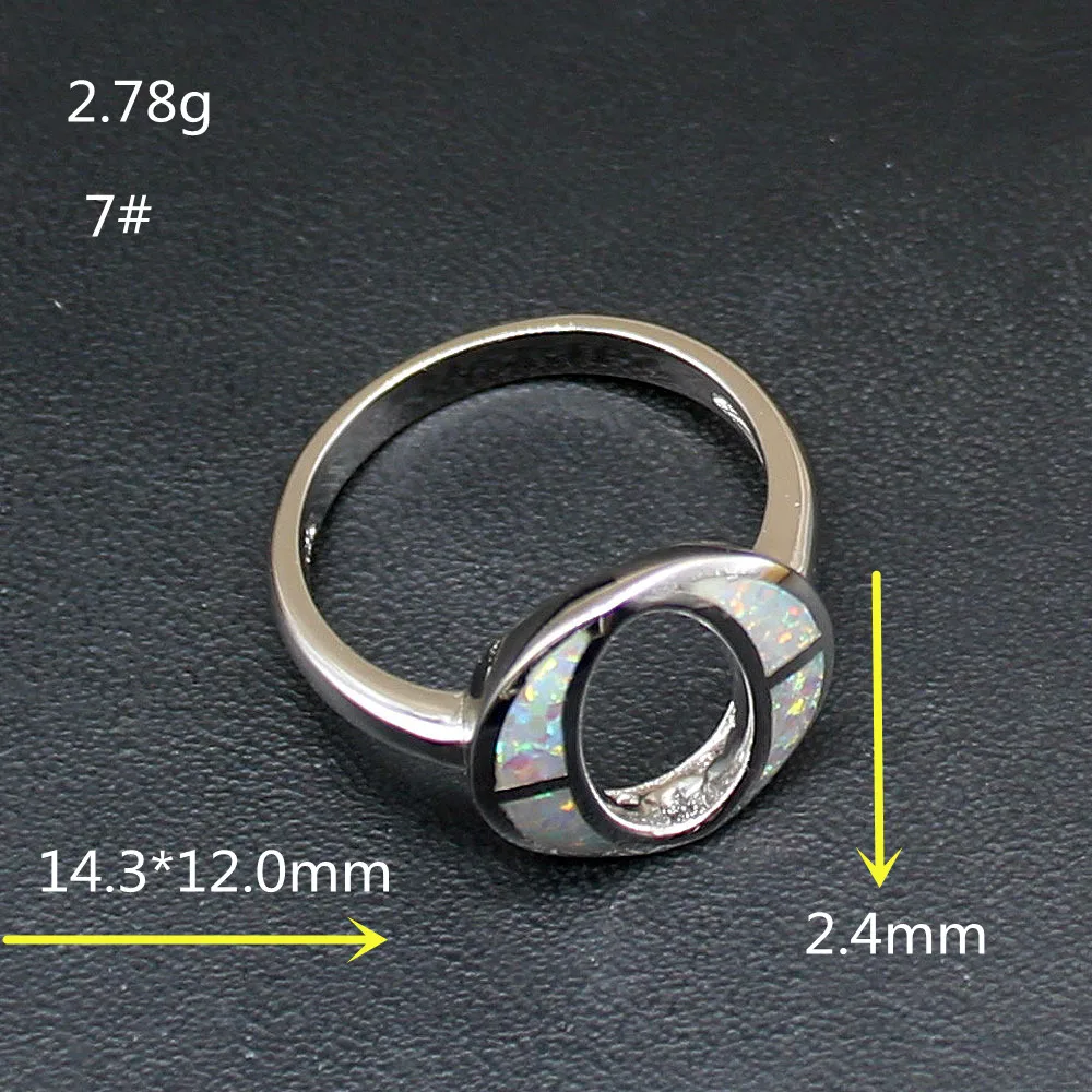 Gemstonefactory Jewelry Big Promotion Single Unique 925 Silver Mystical Fire White Opal Women Gifts Band Rings 7# 20214440
