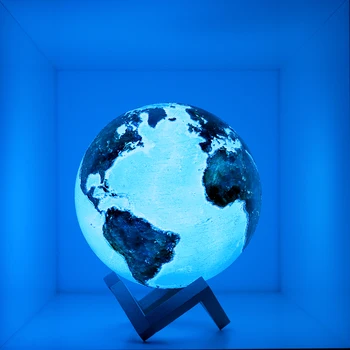 

Novedades Led Night Light Change Touch Switch Usb Moon Lamp Rechargeable 3D Colorful Print Earth Lamp Home Decor Creative Gift