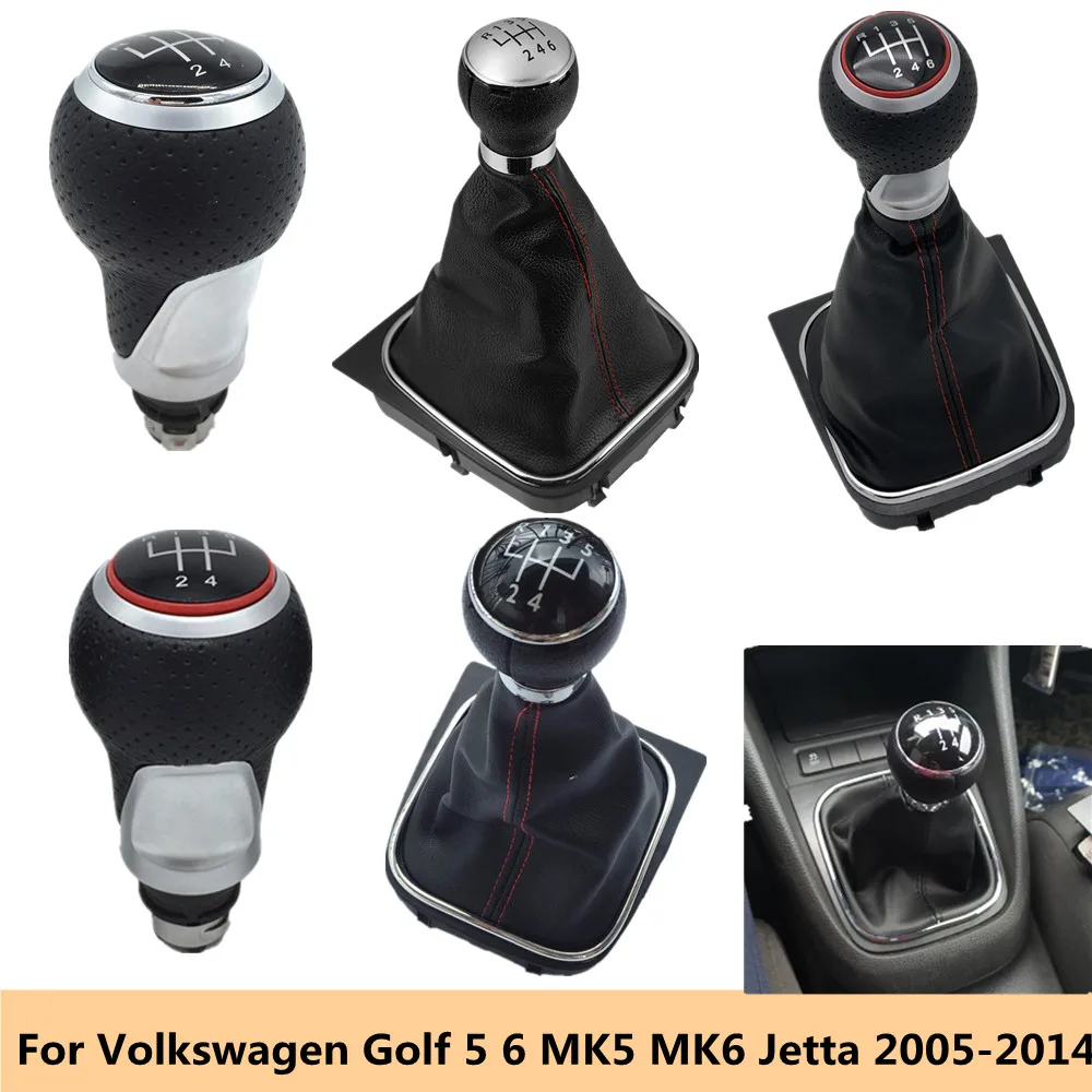 Кожаная ручка переключения передач для VW Golf MK5 MK6 5 6 A6 Rabbit Jetta 2009-2014 | Автомобили и