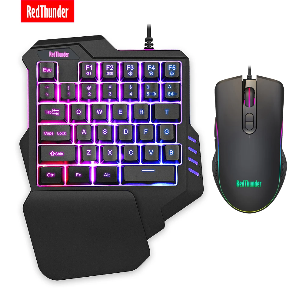 Combos do Rato Portátil do Jogo Redthunder Um-handed Gaming Keyboard Backlit 6400dpi Macro Programação Mini Teclado Rgb