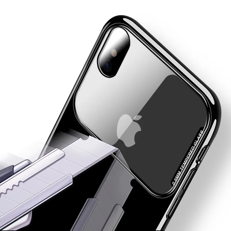 Закаленное стекло чехол для iPhone 7 8 6 6s Plus высококачественная прозрачная Мягкая силиконовая стеклянная крышка для iPhone X XR XS Max чехлы
