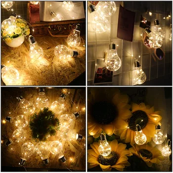 

Solar Globe Bulb String Lights Waterproof 5M 10 LED Outdoor Clear Bulb Globe Lights for Garden Patio Party Wedding Decoration
